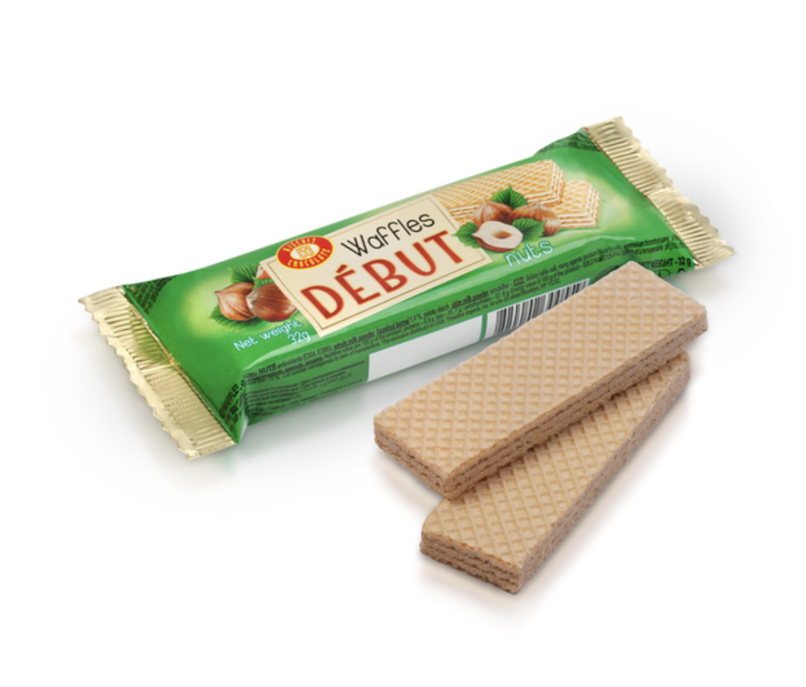 Вафлі ДЕБЮТ ХБФ горіхові 32г